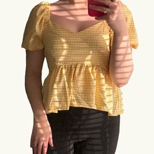 FLOWY YELLOW GINGHAM BLOUSE